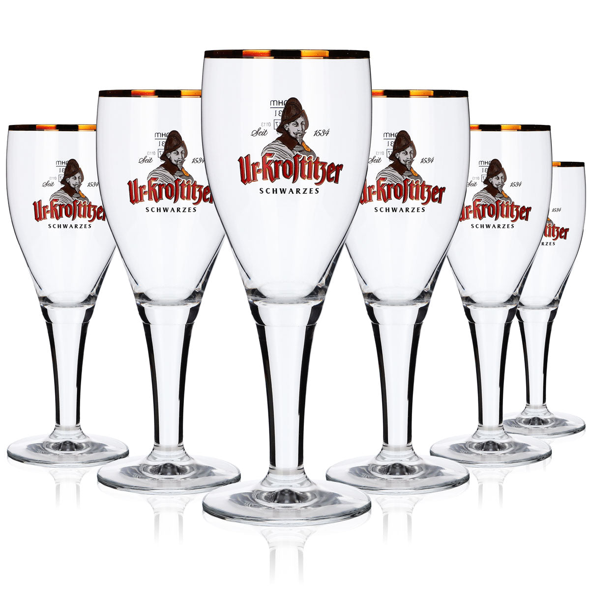 Krostitzer beer glass, 0.3 l, goblet with gold rim, "Ur-Krostitzer" Sahm