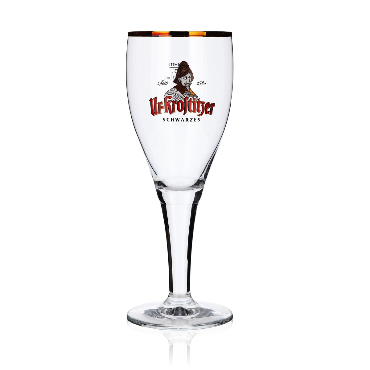 Krostitzer beer glass, 0.3 l, goblet with gold rim, "Ur-Krostitzer" Sahm – View 2