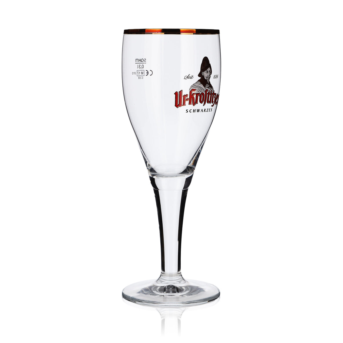 Krostitzer beer glass, 0.3 l, goblet with gold rim, "Ur-Krostitzer" Sahm – View 3