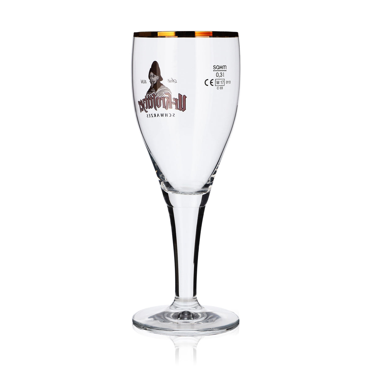Krostitzer beer glass, 0.3 l, goblet with gold rim, "Ur-Krostitzer" Sahm – View 4