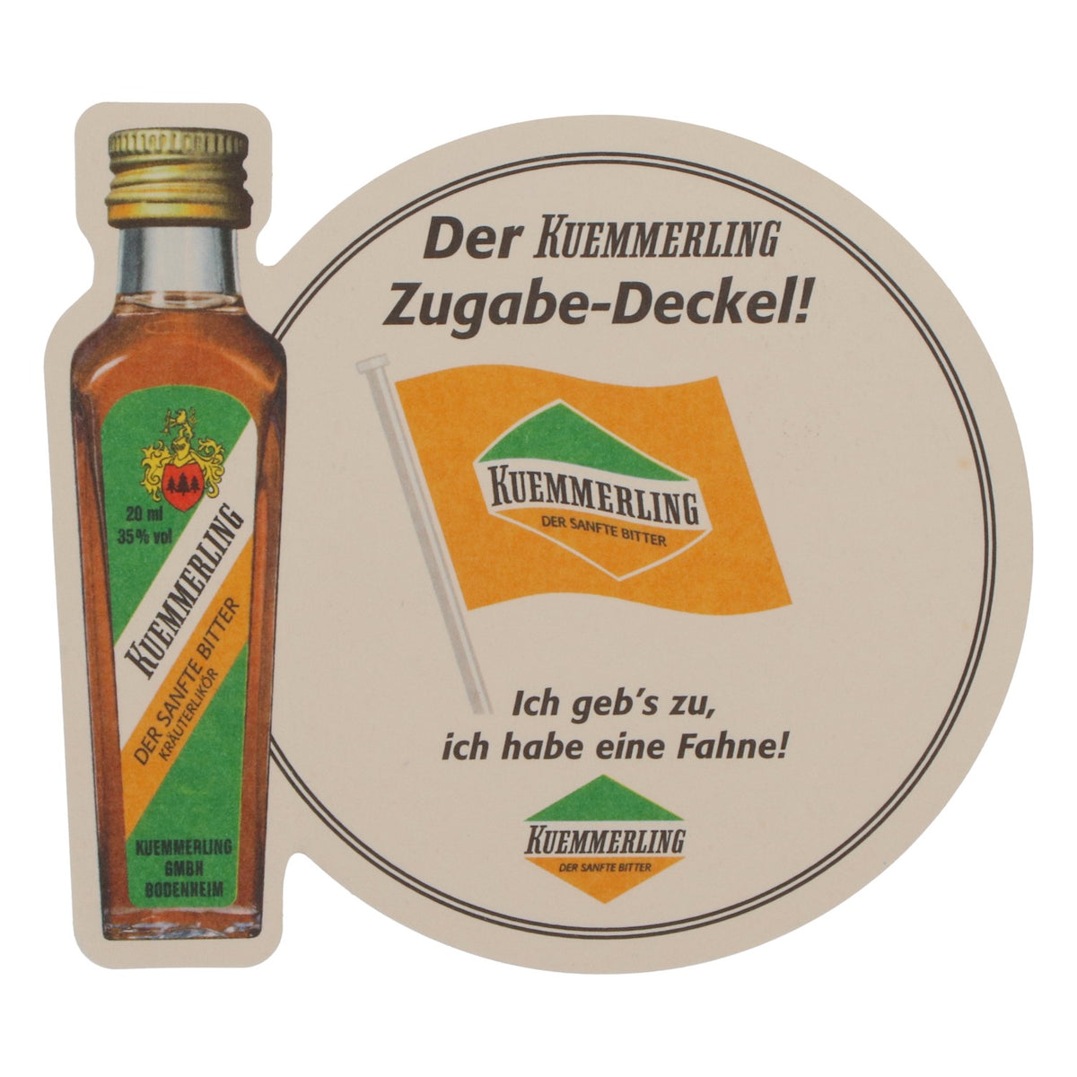 Kümmerling liqueur beer mat coaster Zugabe lid