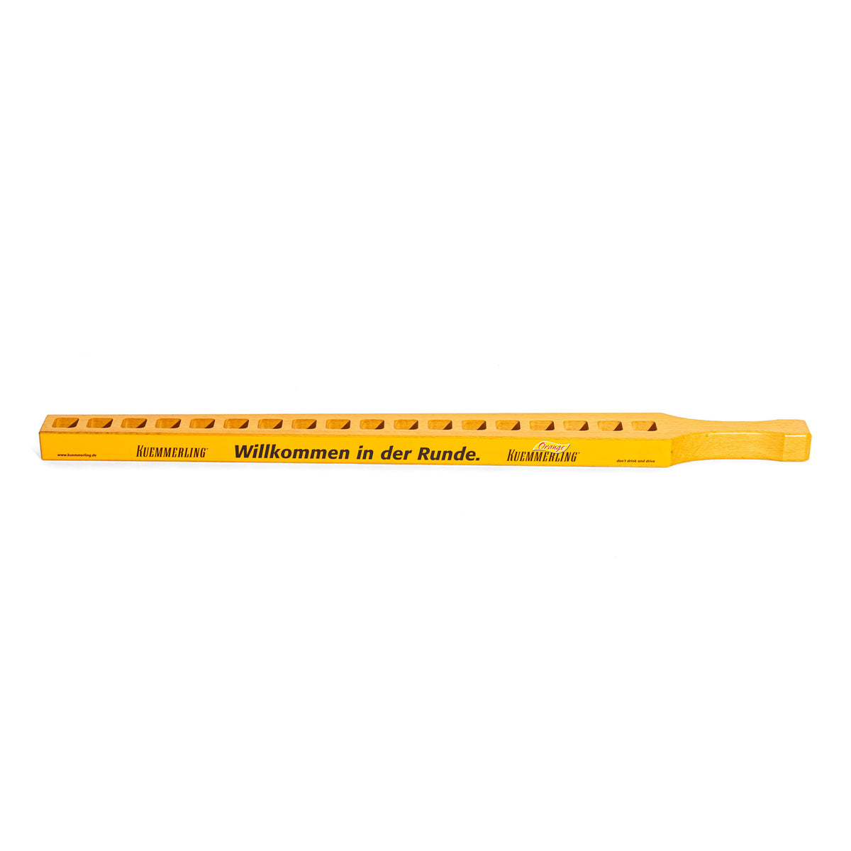 Kümmerling liqueur shot meter, real wood, 18 places, "Welcome to the round" – View 2