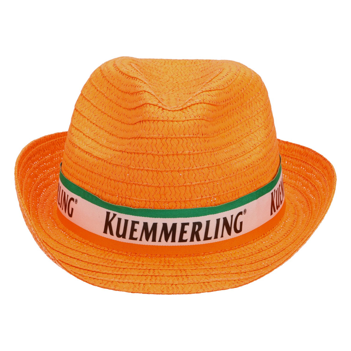 Kümmerling liqueur straw hat summer hat vacation hat party hat orange white/green ribbon – View 2