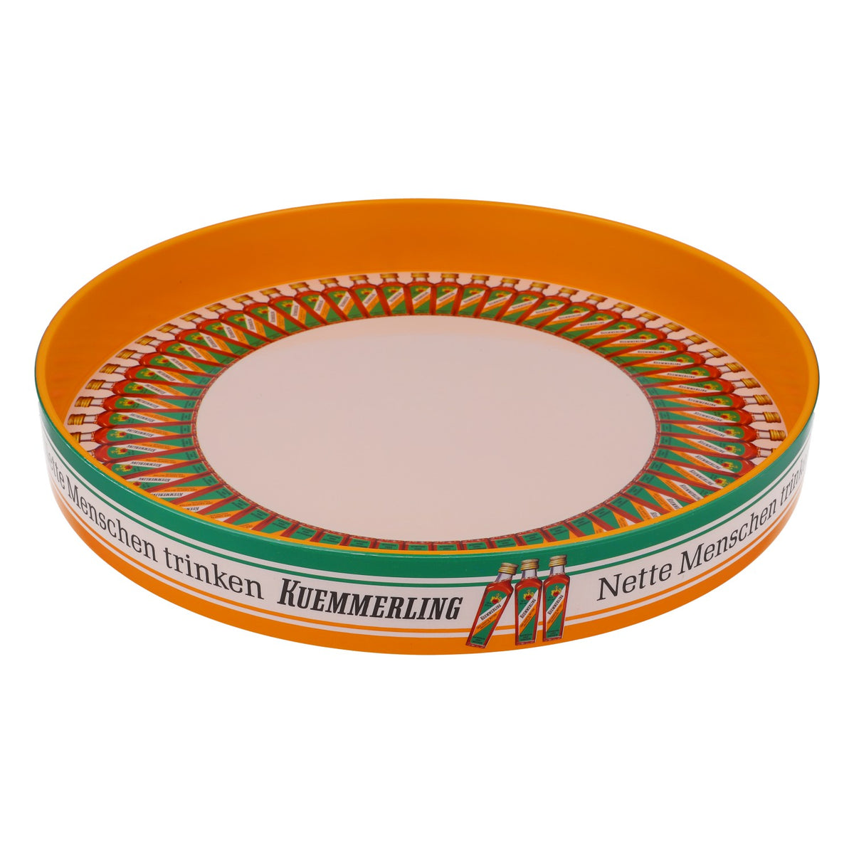 Kümmerling liqueur tray, bottle circle, orange, high rim, 32 cm diameter