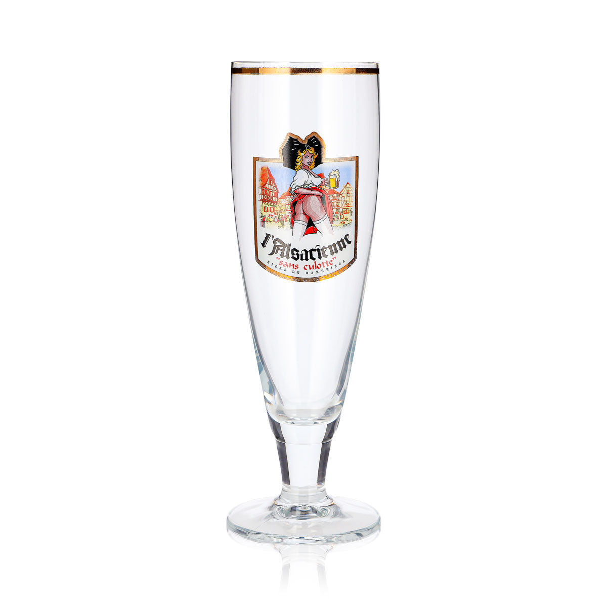 L'Alsacienne Beer Glass, 0.5 L, Goblet, "Sans Culotte," Gold Rim, Cream – View 2