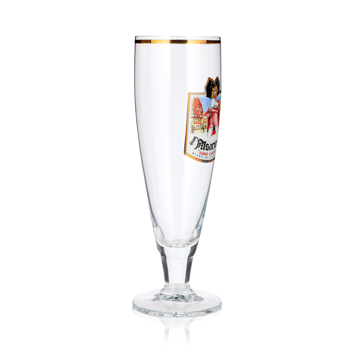 L'Alsacienne Beer Glass, 0.5 L, Goblet, "Sans Culotte," Gold Rim, Cream – View 3