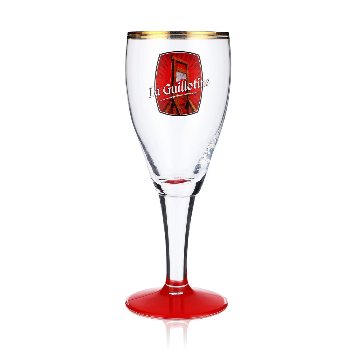La Guillotine Beer Glass 0.25l Goblet Double Gold Rim Red Base Harzer