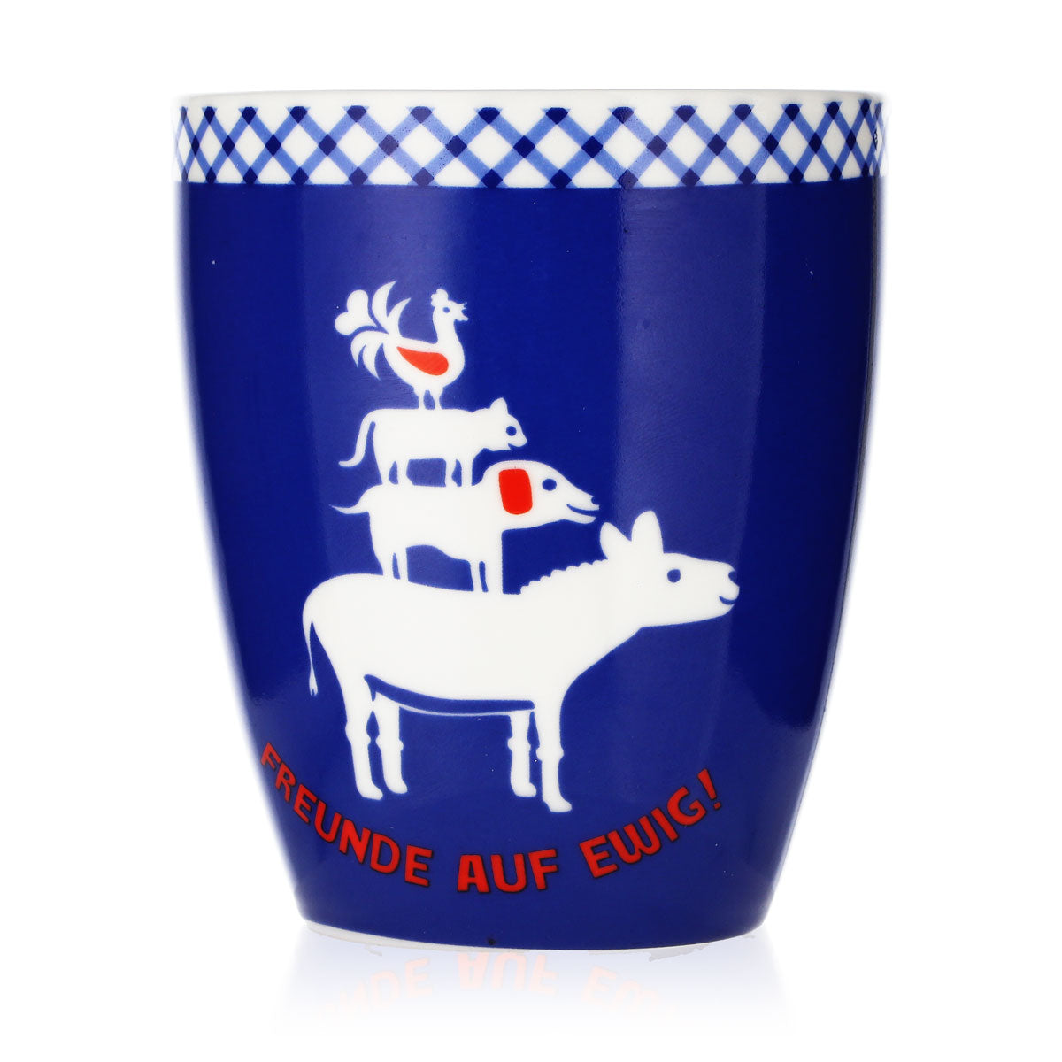 Landliebe Milk Glass Coffee Mug, Blue, Bremen Town Musicians, Adelheid Ceramics – View 3