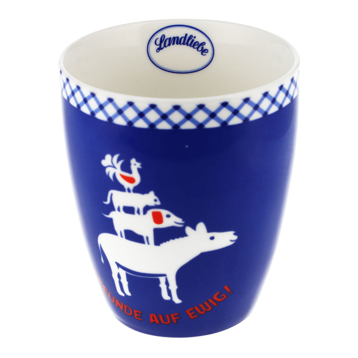 Landliebe Milk Glass Coffee Mug, Blue, Bremen Town Musicians, Adelheid Ceramics – View 5