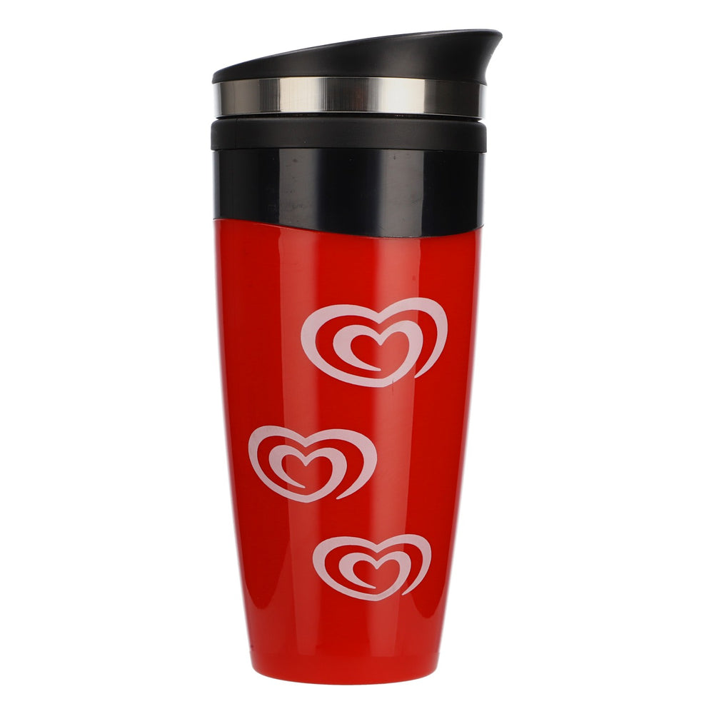 Langnese ice cream thermos cup, insulated cup, quick-release closure, red