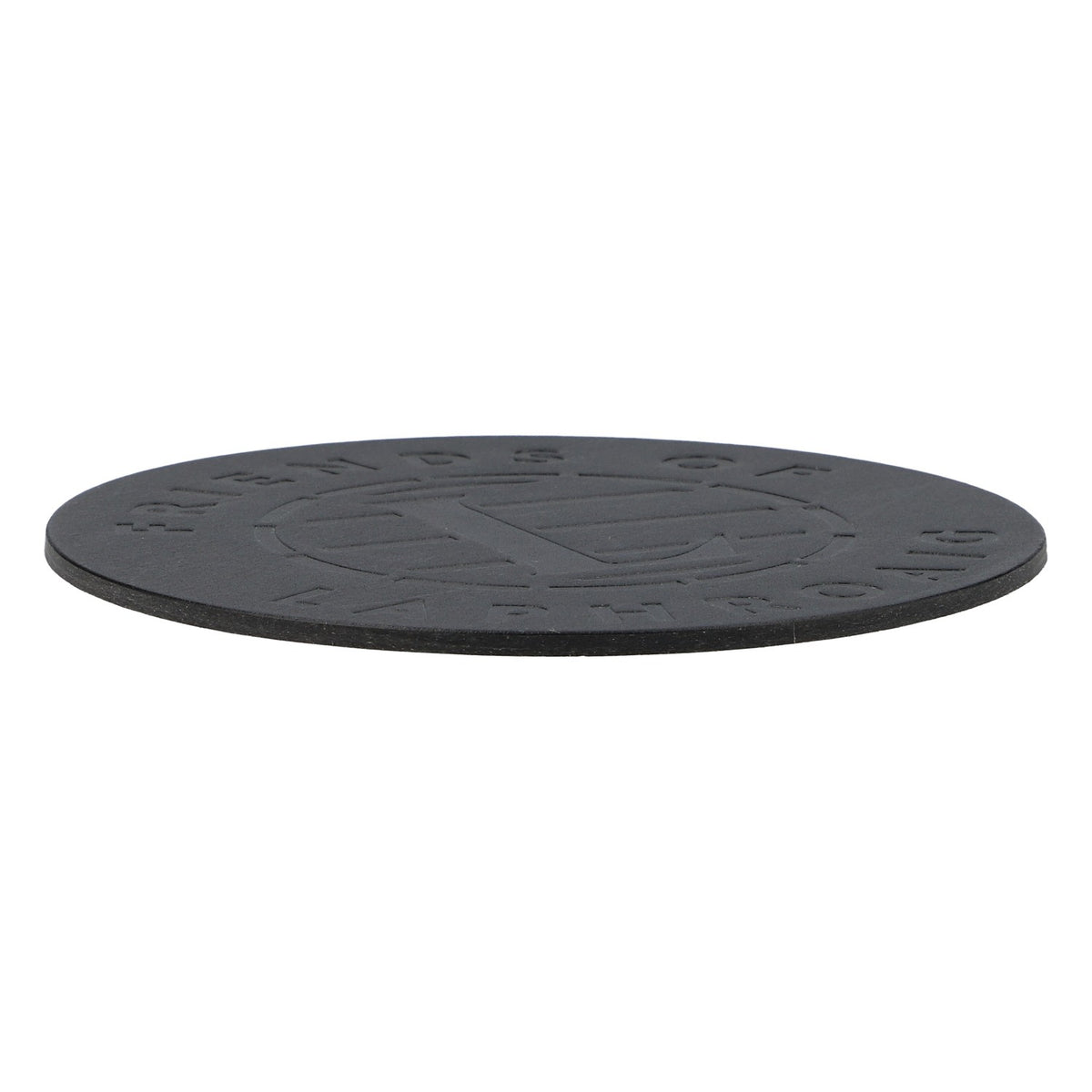Laphroaig Whiskey Glass Coaster Relief Leather Black Round New – View 3