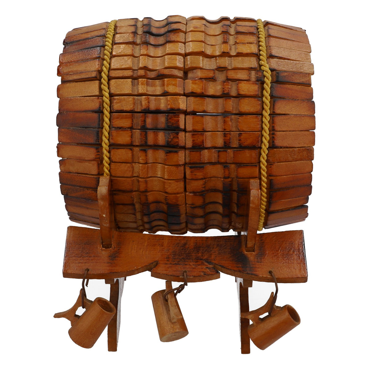 Löwenbräu beer decorative barrel Weissbier Real wood handmade decorative barrel on stand – View 3