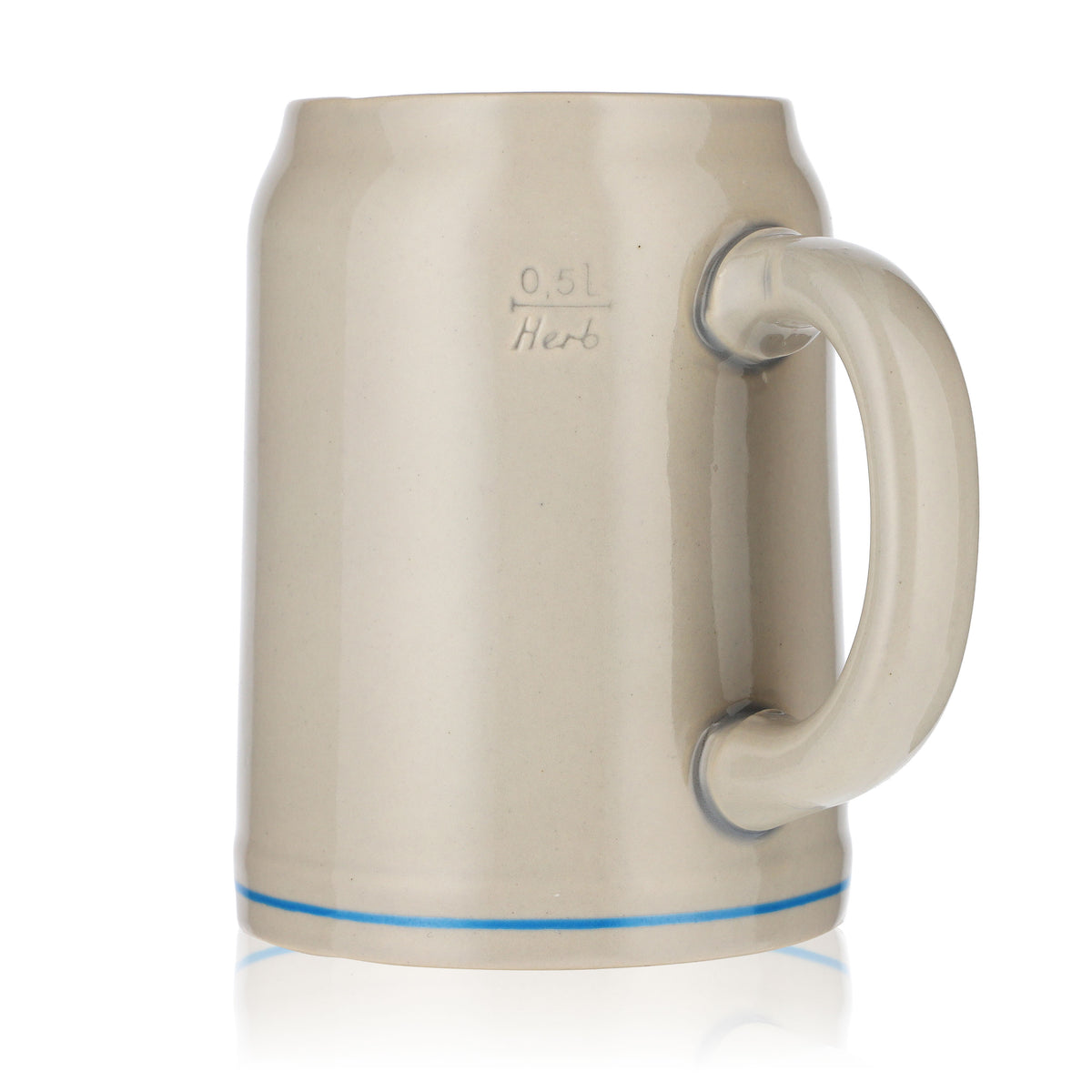 Löwenbräu beer glass 0.5 l clay jug beer mug small logo light blue ring – View 4