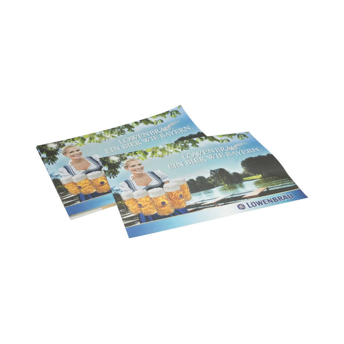 Löwenbräu beer placemat, serving protection paper insert, tray, catering