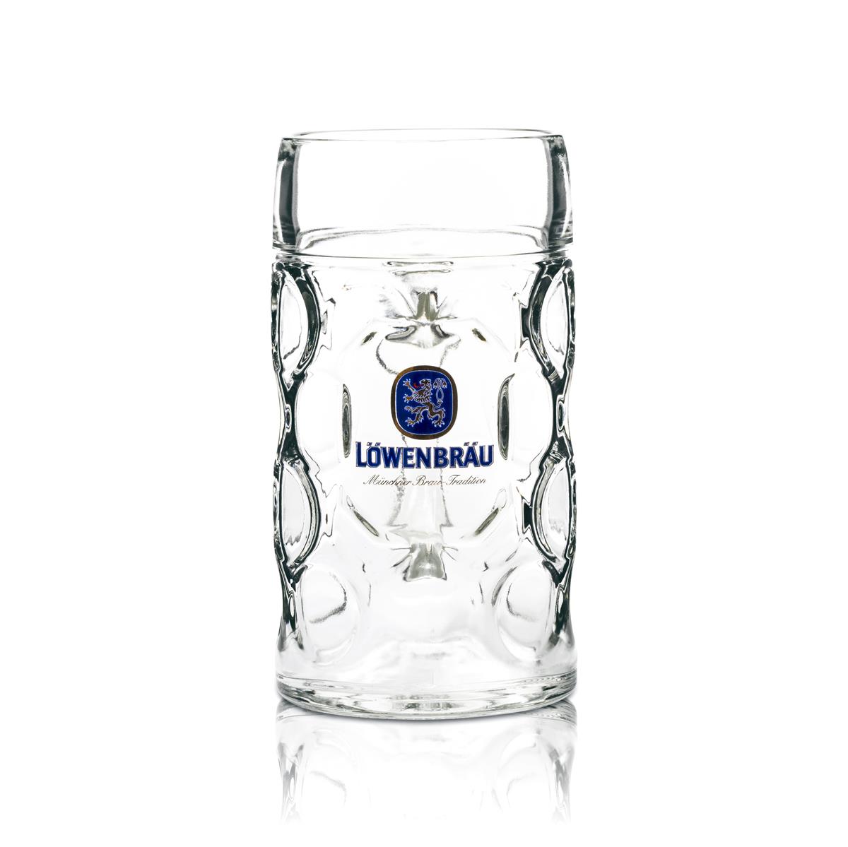 6x Löwenbräu beer mug 1L mug with handle tankard Seidel glasses Bavarian brewery – View 2