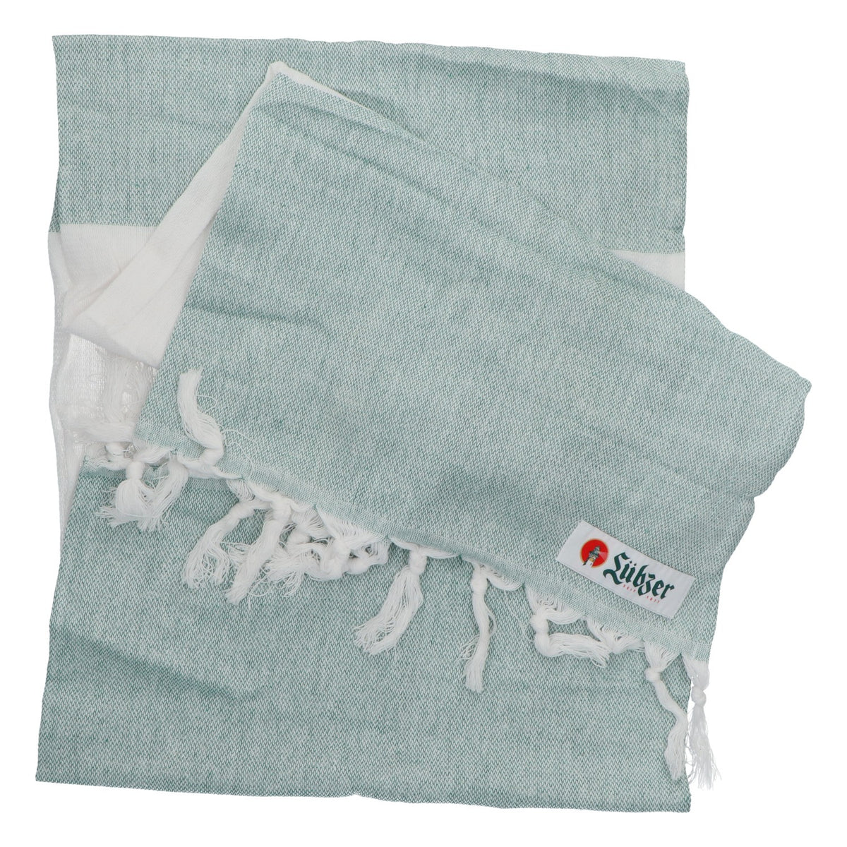 Lübzer Hammam Towel, Hand Towel, Tablecloth, Green/White, Cotton – View 2