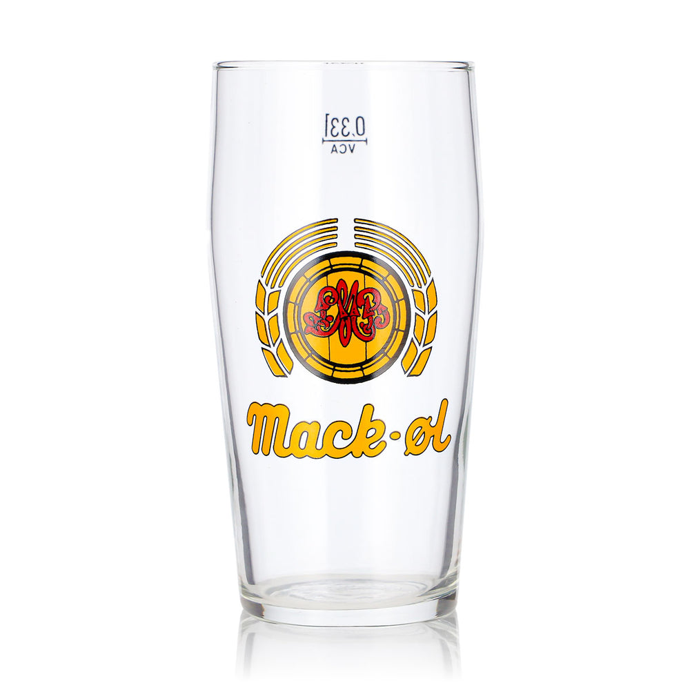 Mack Beer Glass 0.33 L Willi Becher Yellow Logo Long Drink VCA Beer Glass Willibecher