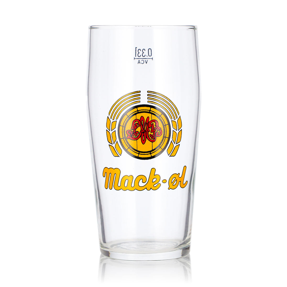 Mack Beer Glass 0.33 L Willi Becher Yellow Logo Long Drink VCA Beer Glass Willibecher