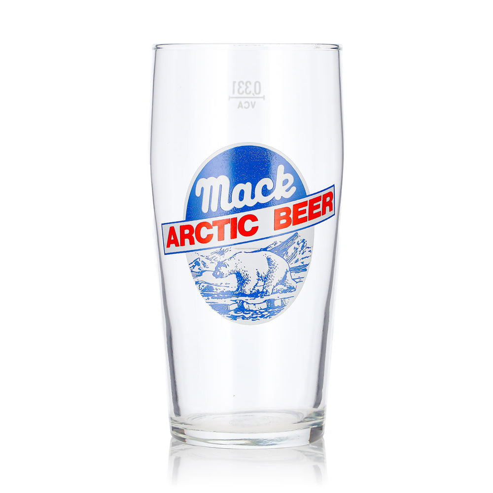 Mack Beer Glass 0.33 L Willi Mug with Red Logo Arctic Beer VSA Beer Glass Beer Mug
