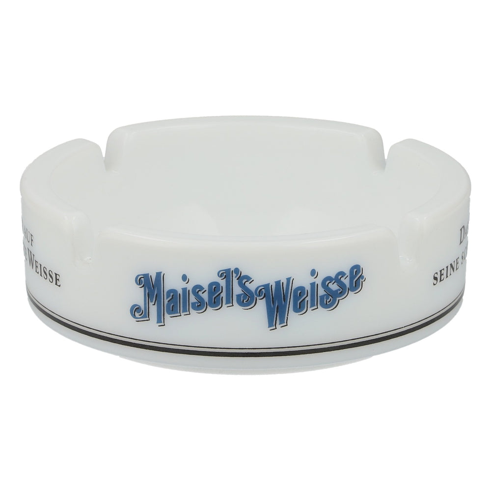Maisel White Ceramic Ashtray, White, Original Beer Branded Item