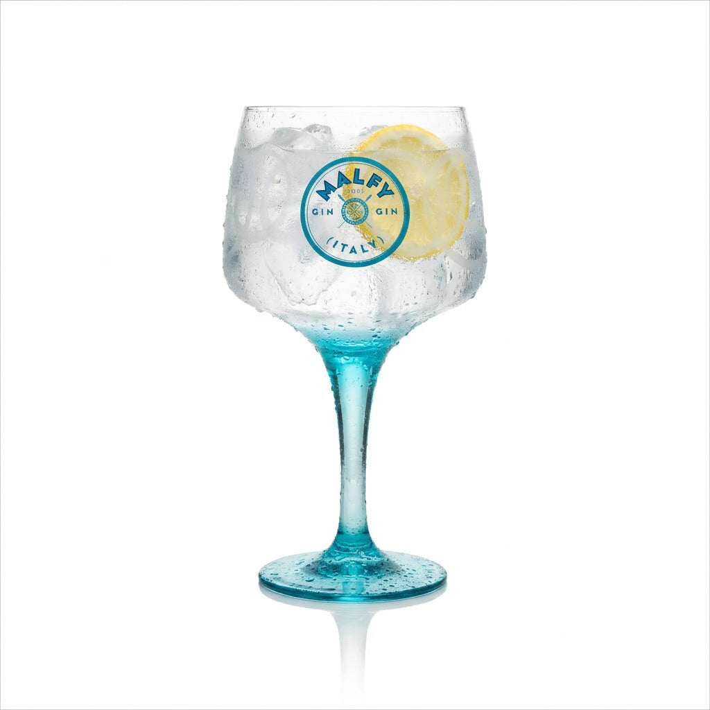 Malfy Gin Balloon Glass 0.6 l – Copa Glass with Blue Stem Gin and Tonic Special Edition