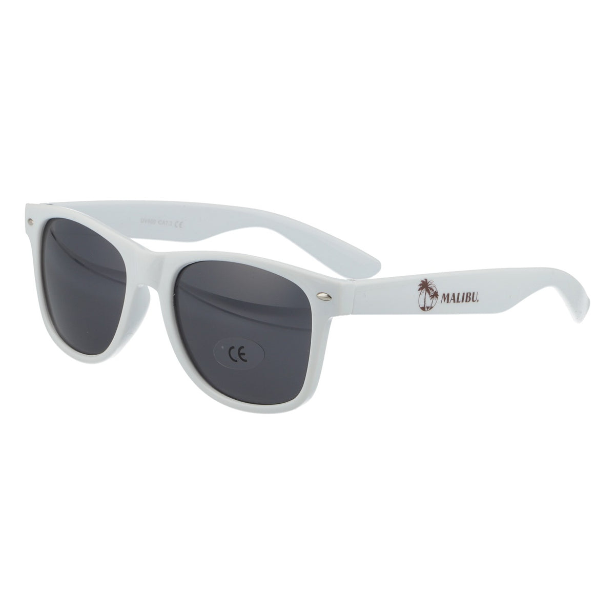 Malibu Sunglasses, White, UV 400 Protection, Black Lenses, Beach Party Glasses – View 2