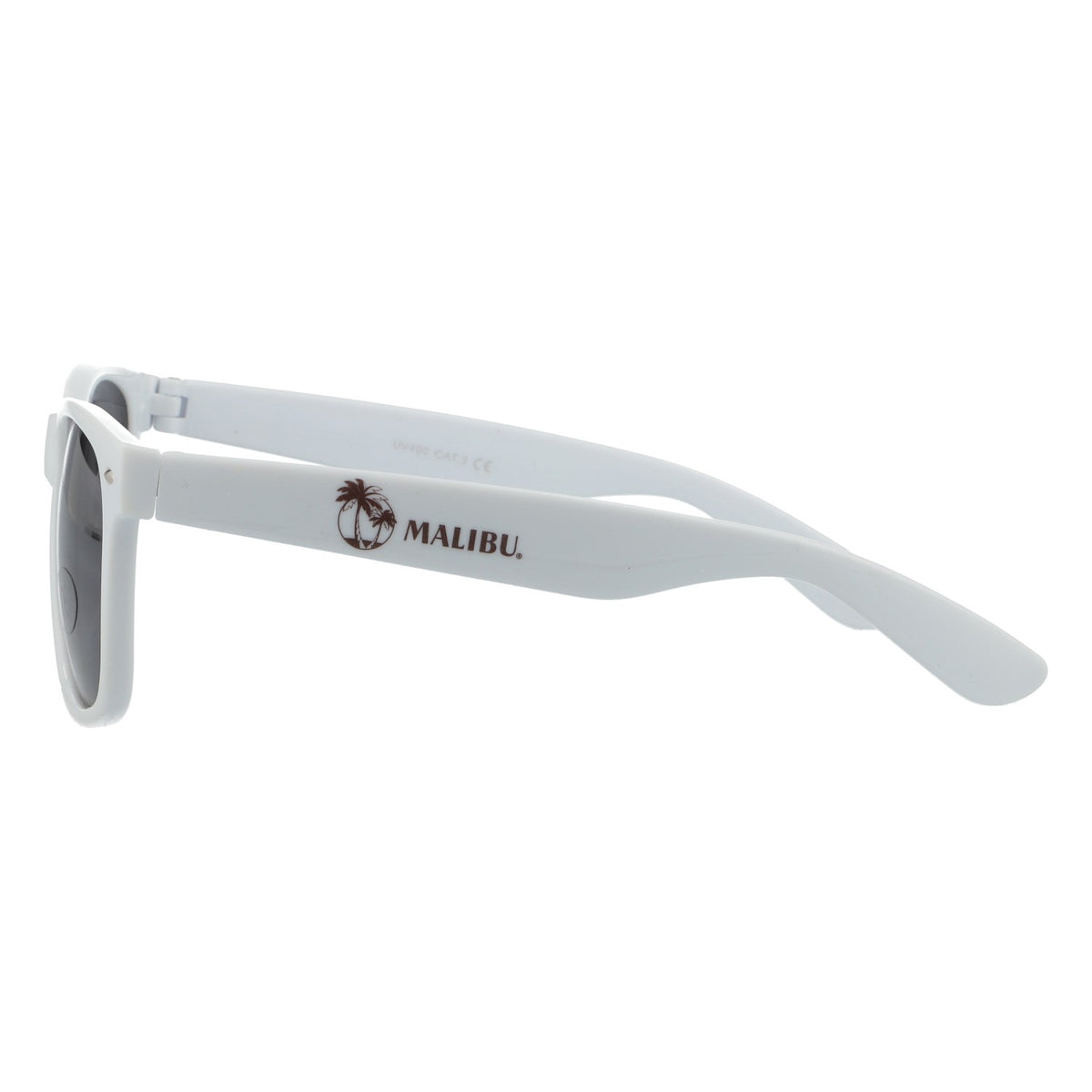Malibu Sunglasses, White, UV 400 Protection, Black Lenses, Beach Party Glasses – View 3