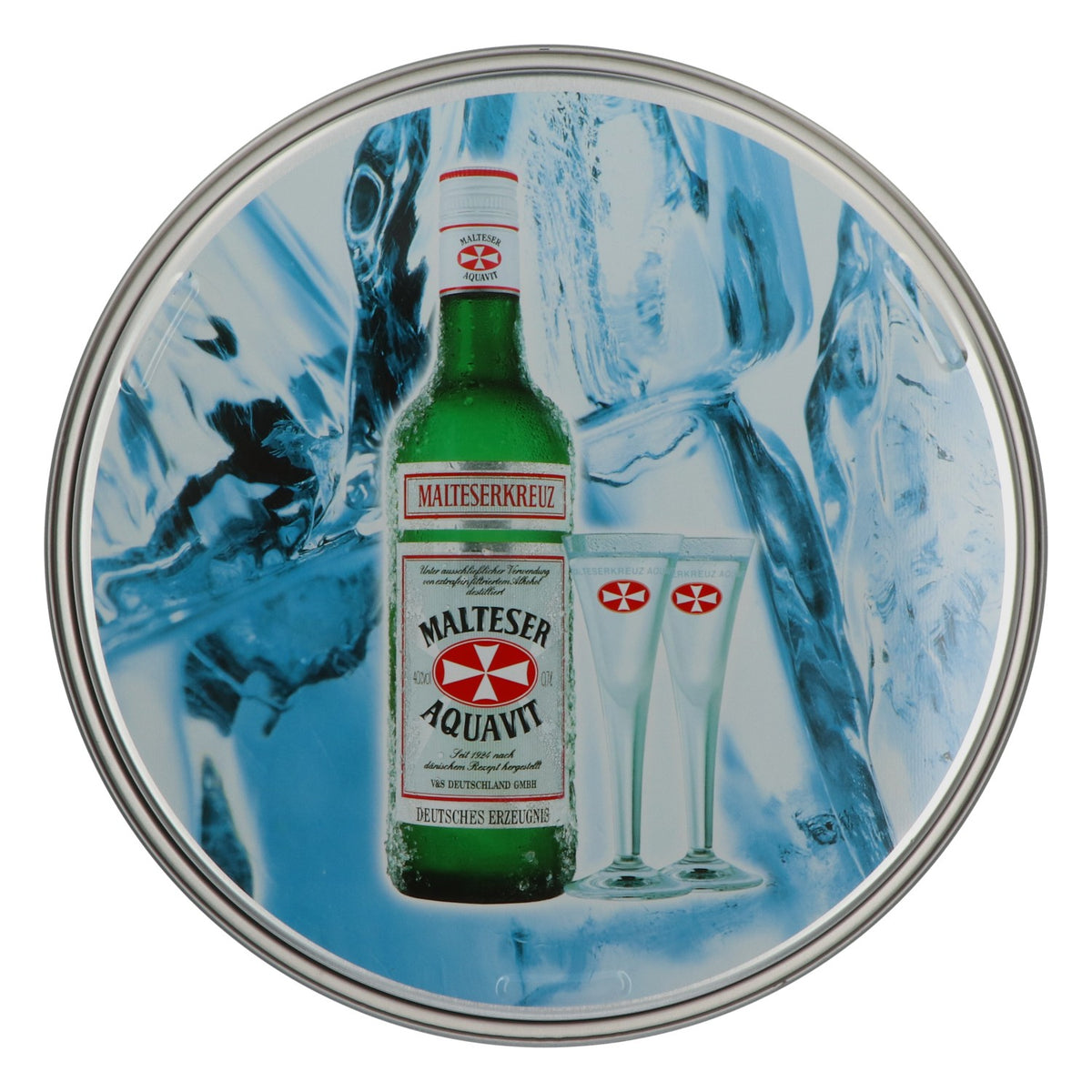 Malteser Aquavit Round Metal Tray Serving Tray / Bar Accessory, 34 cm diameter – View 3