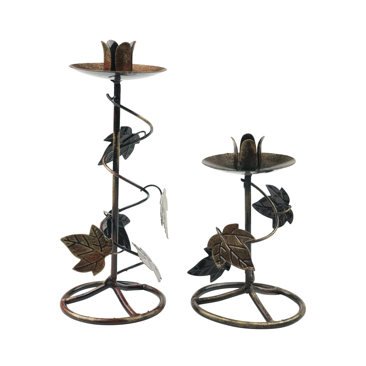 Mariacron Candle Holder Set, 2 pieces, Metal Rust Copper Retro Tealight Lantern