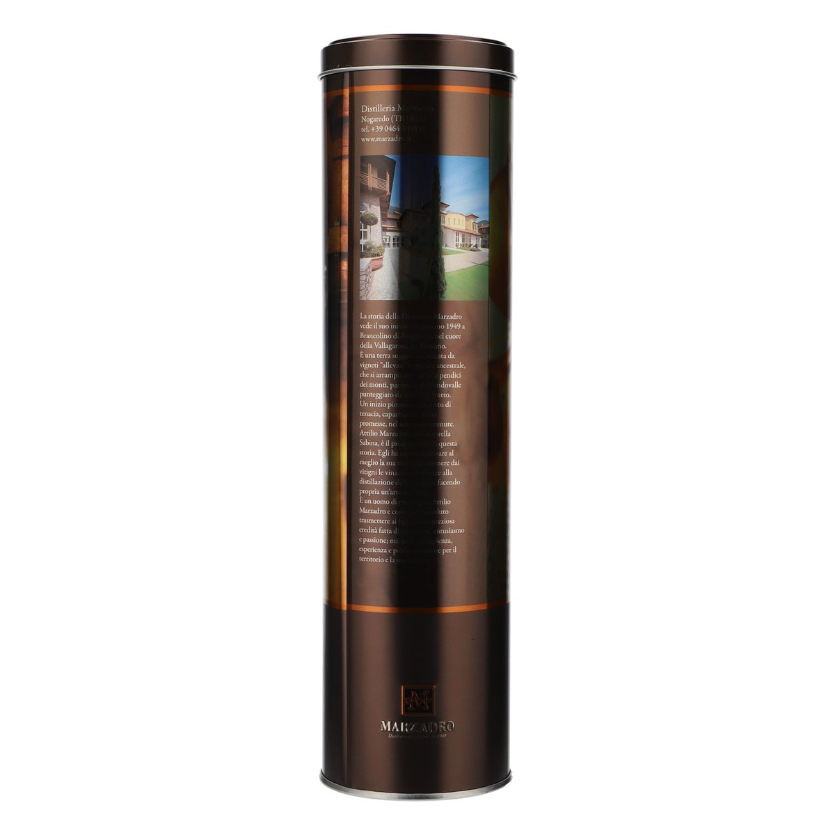 Marzadro Grappa Tin Can Bottle Packaging Gold Gift Packaging – View 4