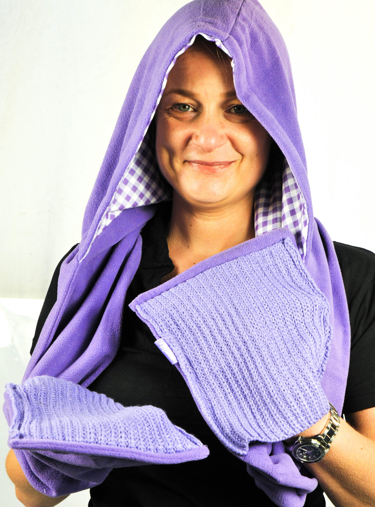 Milka Chocolate Hat Scarf Gloves Scarf with Pocket Three-in-One – View 3