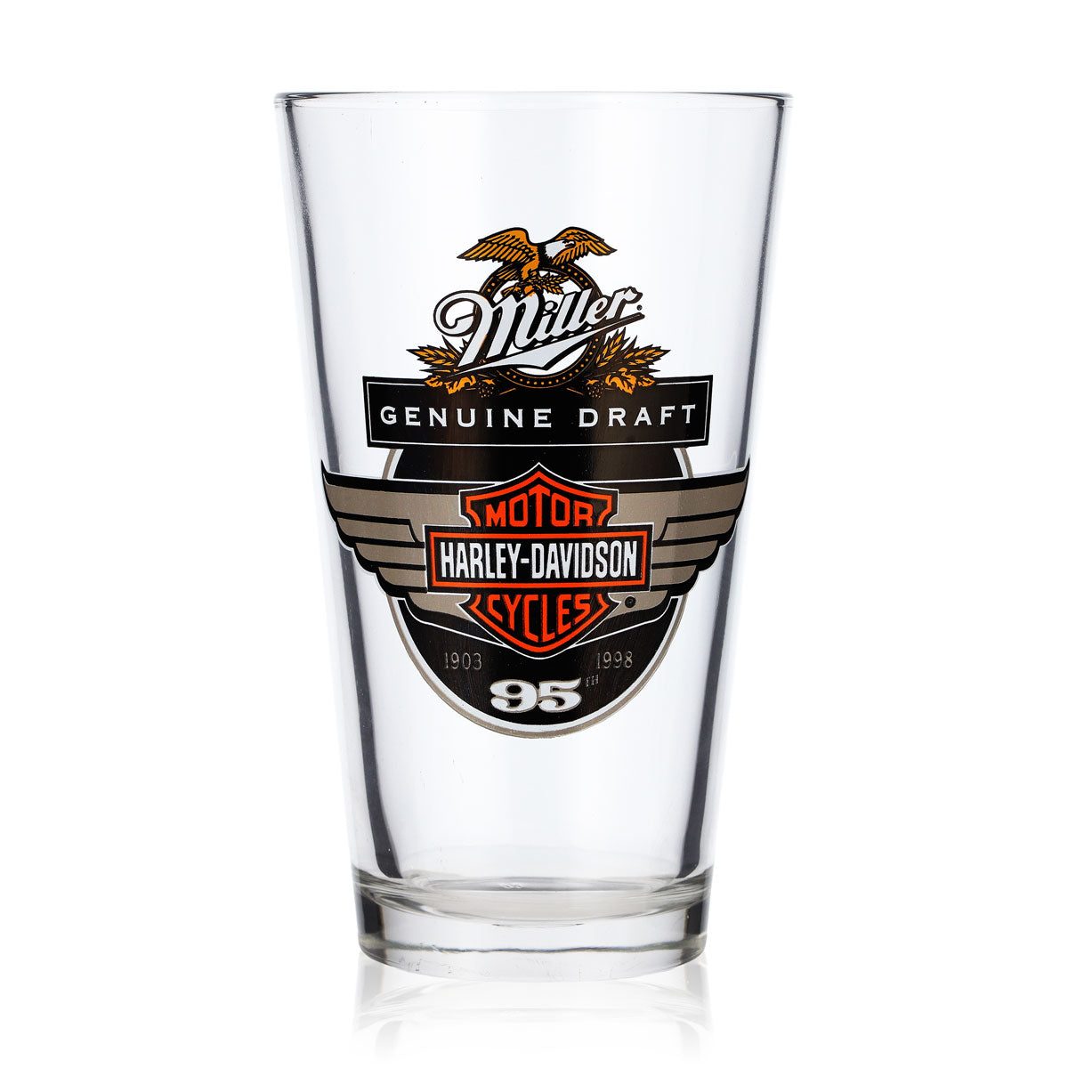 Miller Beer Glass Tumbler 0.45 L Harley Davidson Whiskey Glass Old Fashioned