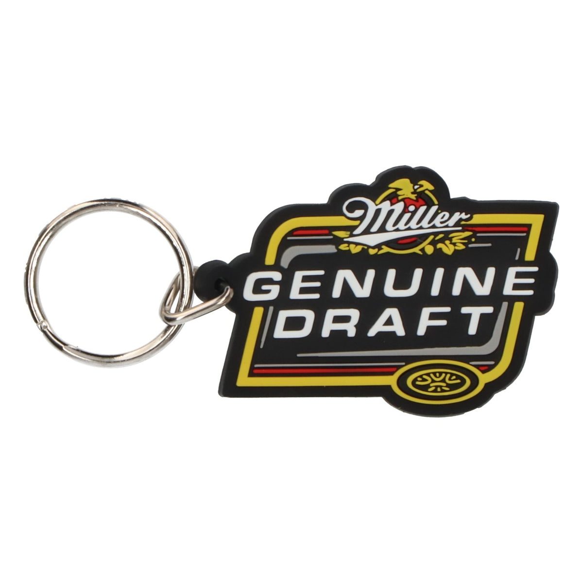 Miller Beer Keychain, Rubber, Genuine Draft, Black/Yellow, New – View 2