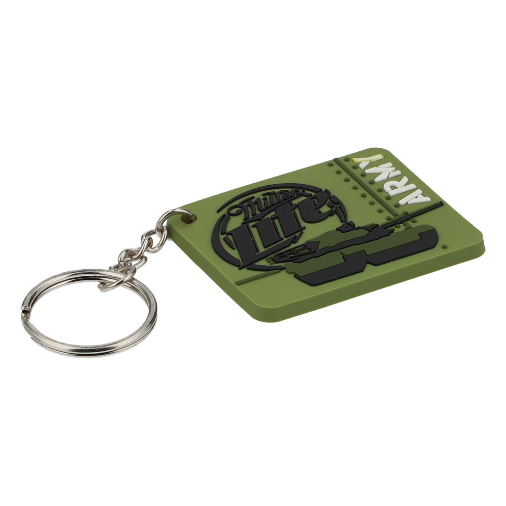 Miller Beer Rubber Keychain Lite ARMY Green Tank Keyring