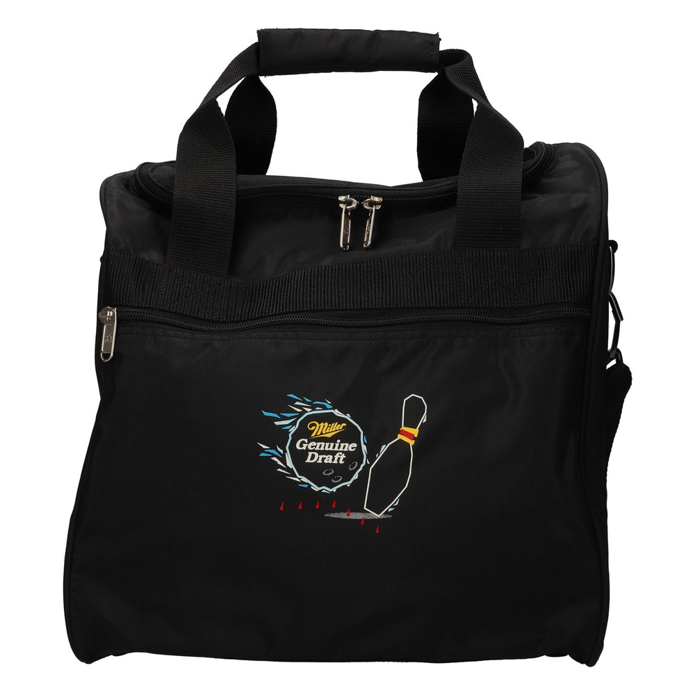 Miller Beer Bag Bowling Bag for 1 Ball with Ball Compartment and Shoulder Strap, Black