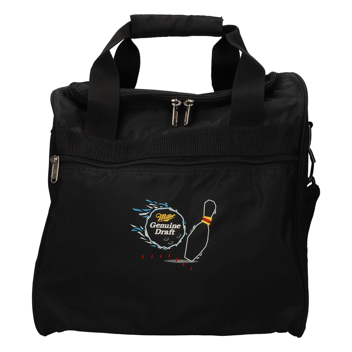 Miller Beer Bag Bowling Bag for 1 Ball with Ball Compartment and Shoulder Strap, Black