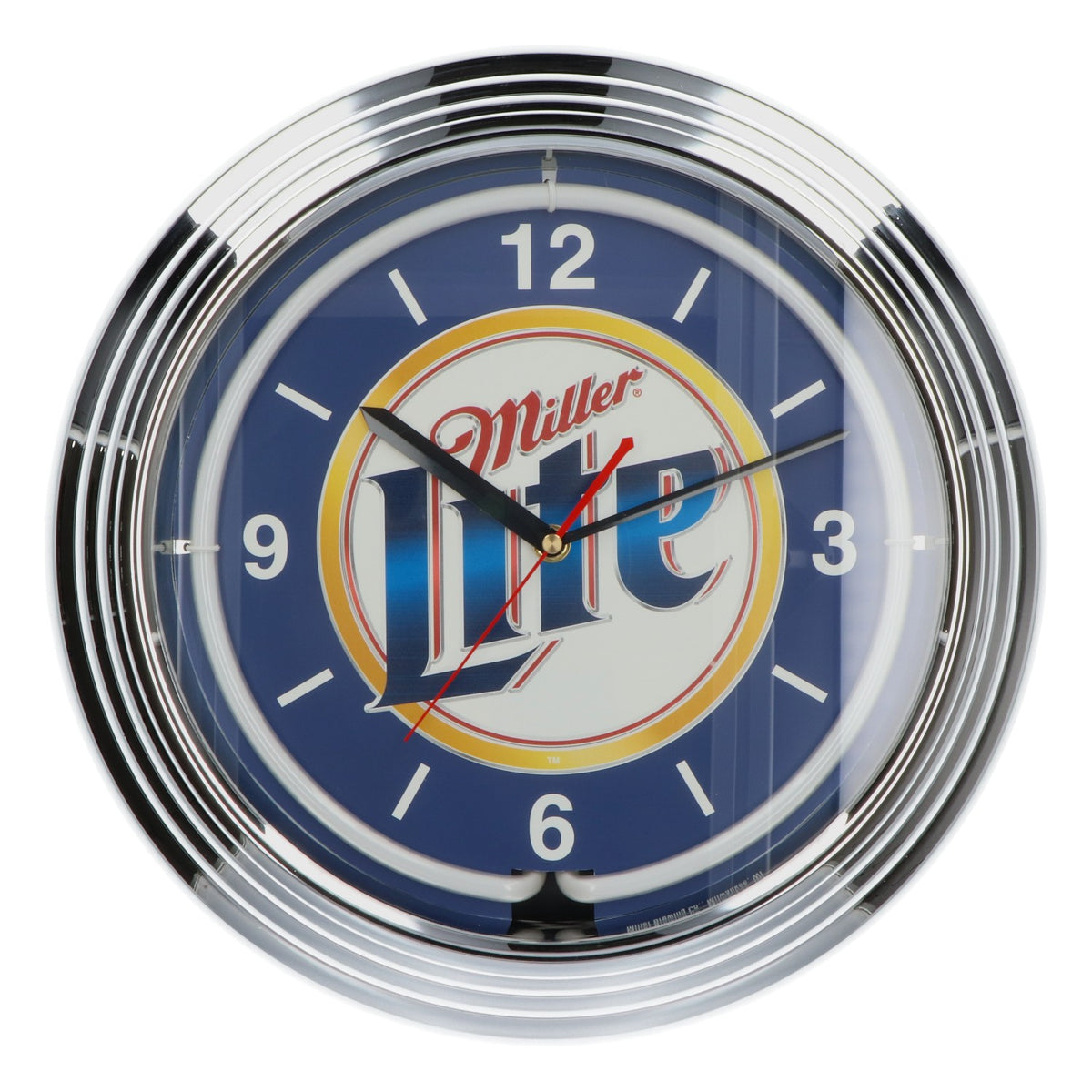 Miller Beer Wall Clock, Illuminated Neon Light, Blue, 37.5 cm, Home Bar, Retro