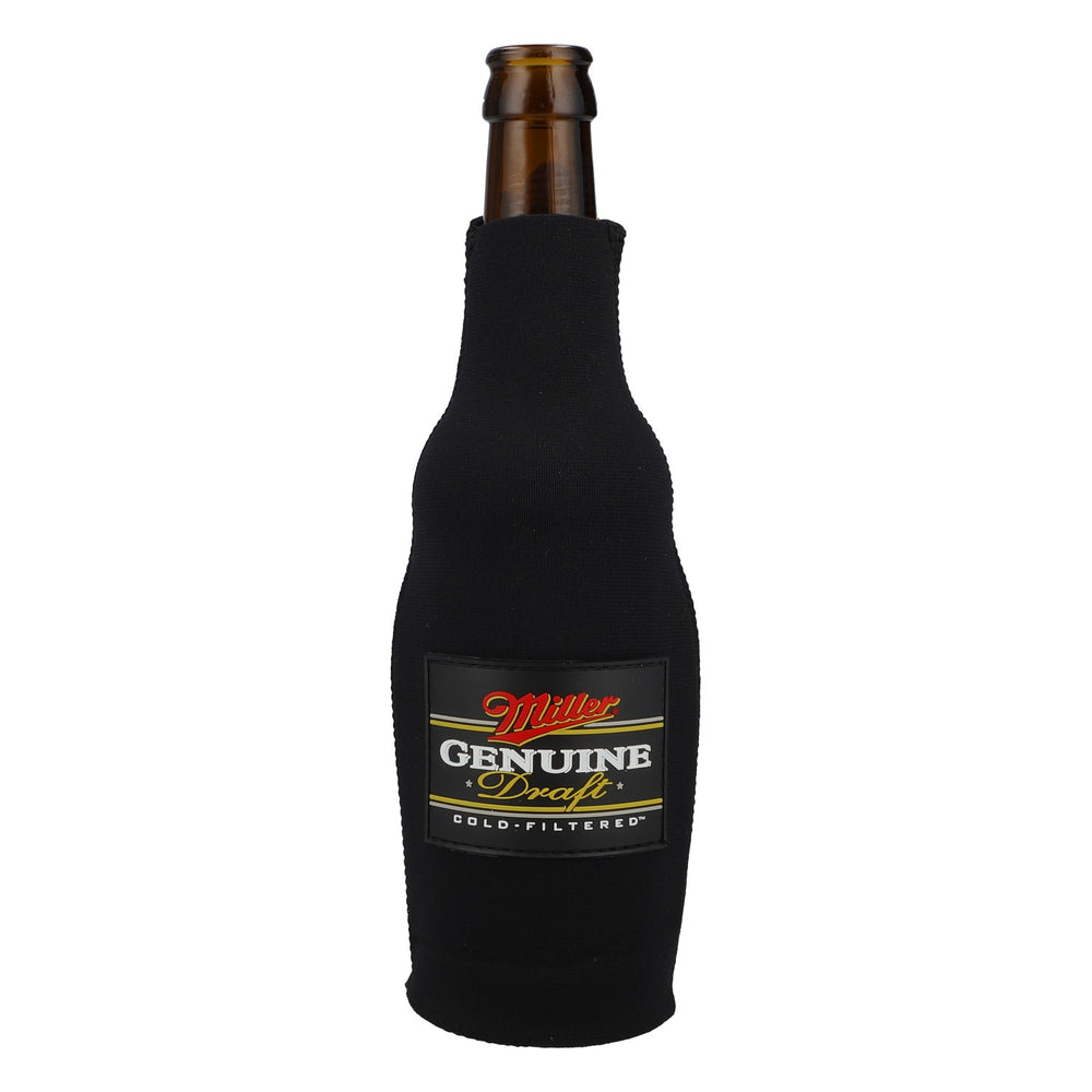 Miller Genuine Draft Bottle Sleeve, Neoprene Cooler Holder, Black, Beer