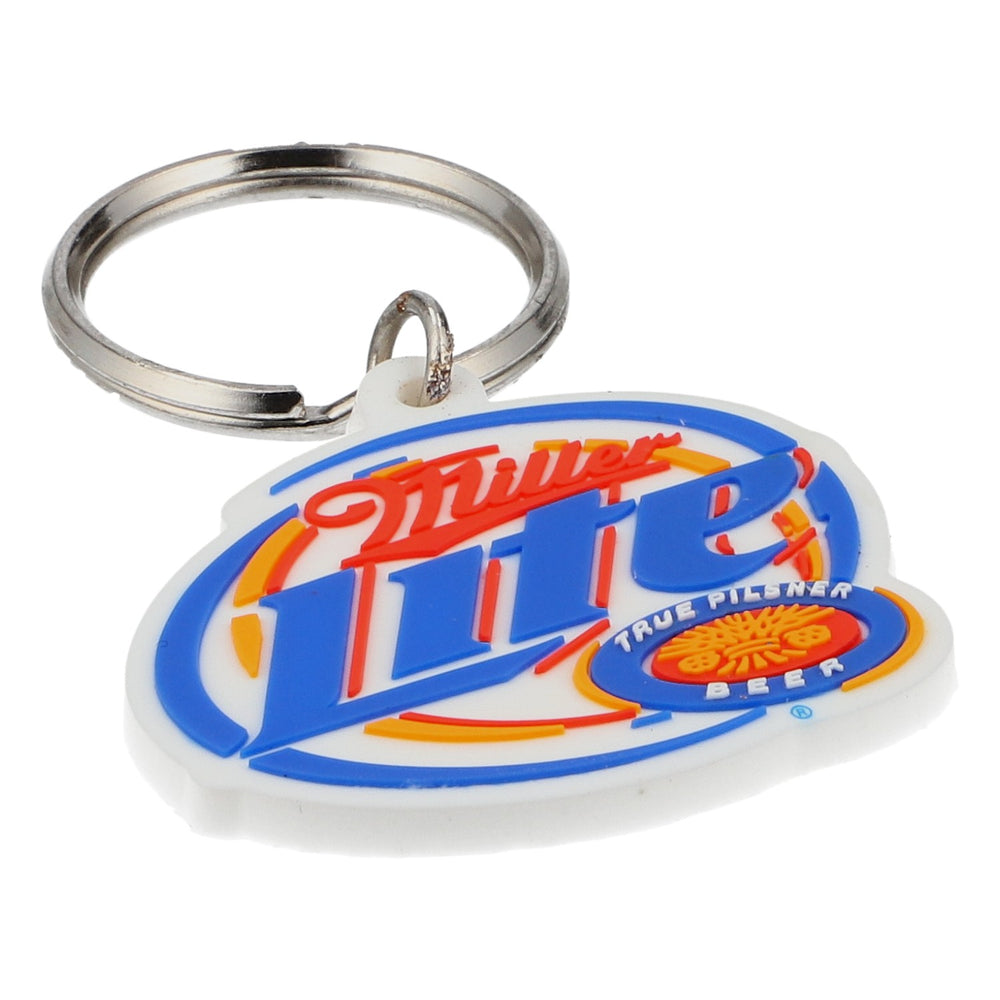 Miller Lite Beer Keychain, White Rubber, True Pilsener Keychain