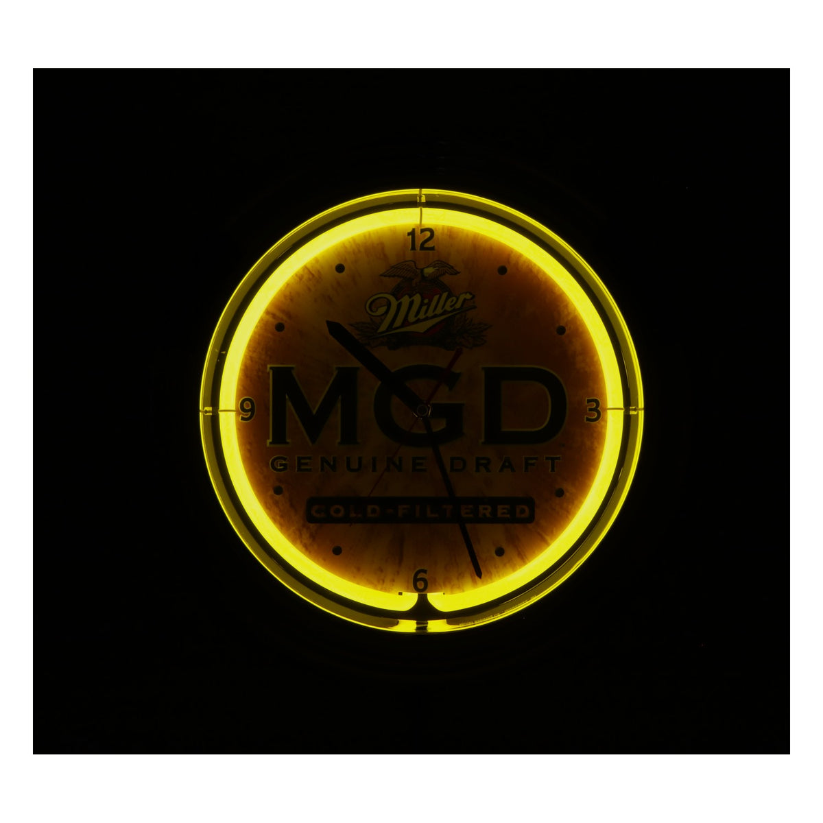 Miller MGD Beer Wall Clock, Neon Yellow Backlit, Bar Decor, Retro Clock, Retro – View 5