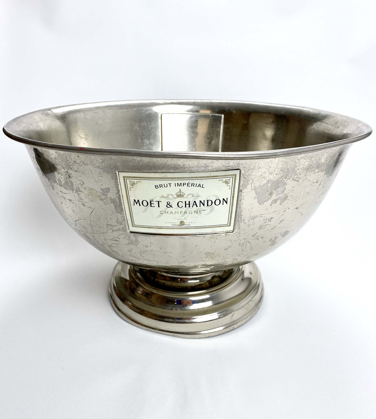 Moet Chandon Champagne Bottle Cooler Ice Cube Container Metal Tub Large Old
