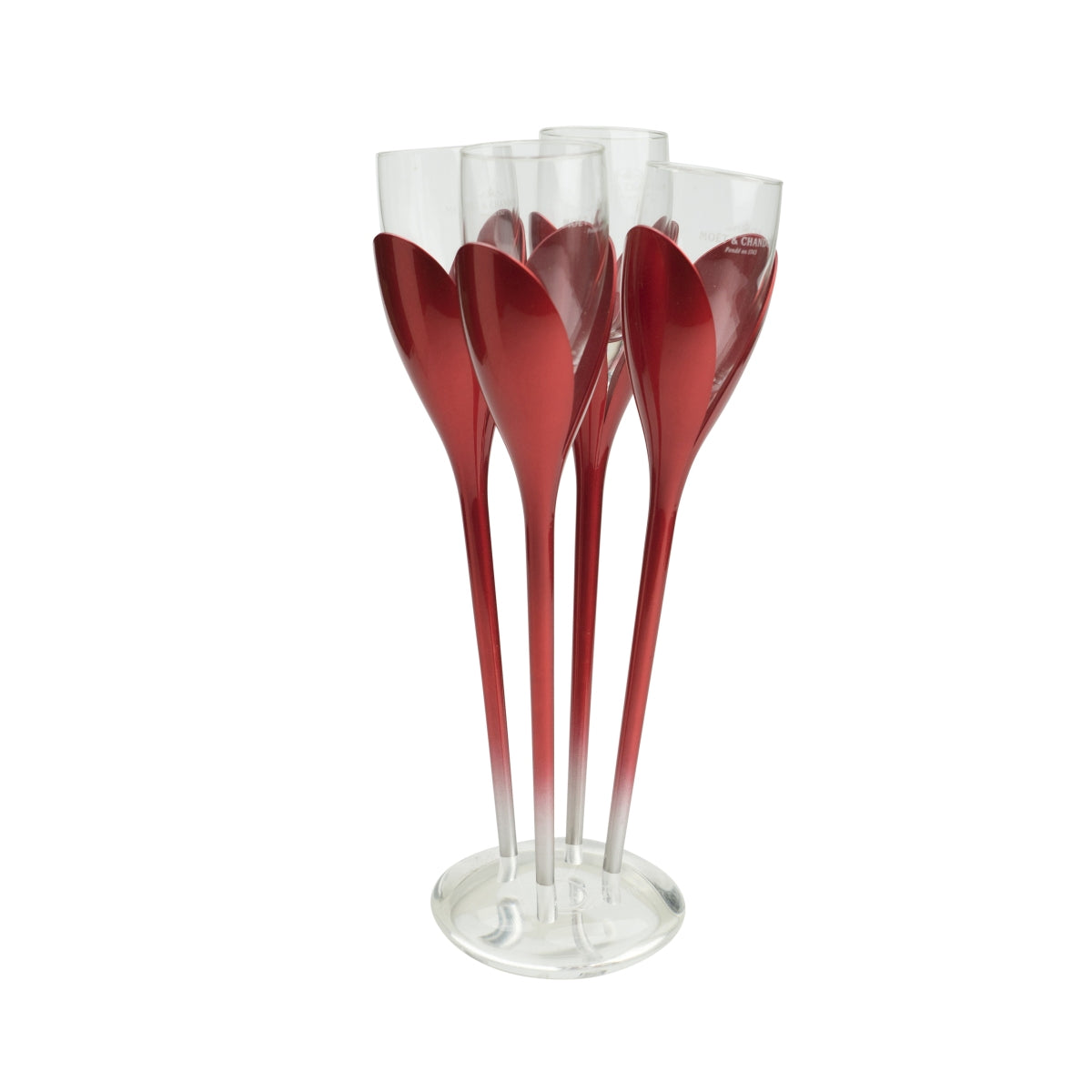 Moët & Chandon Champagne Glass Holder Set incl. 6 glasses + 4 tulip glasses + stand, red