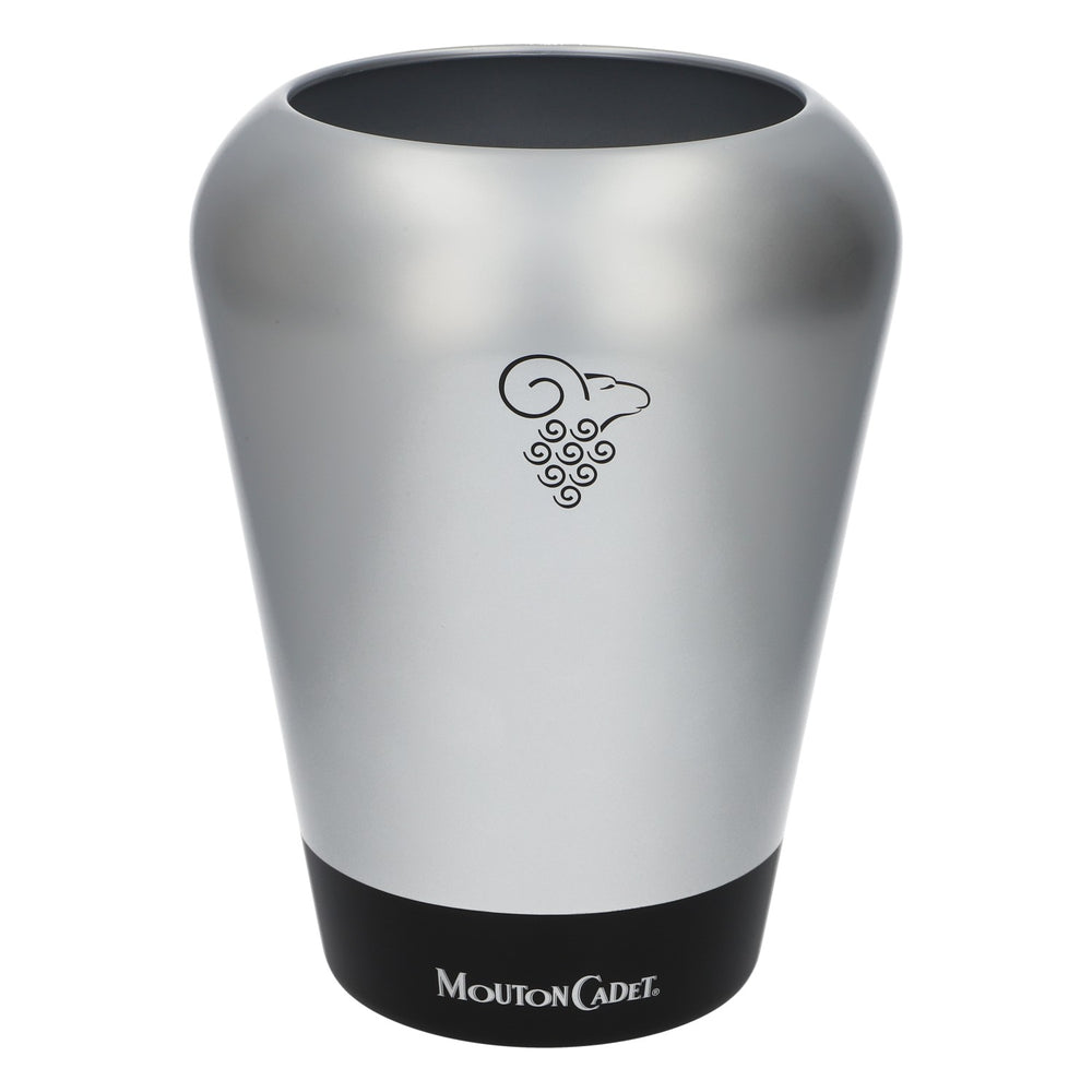 Mouton Cadet Wine Bottle Cooler with Ice Cube Tray, Silver Plastic