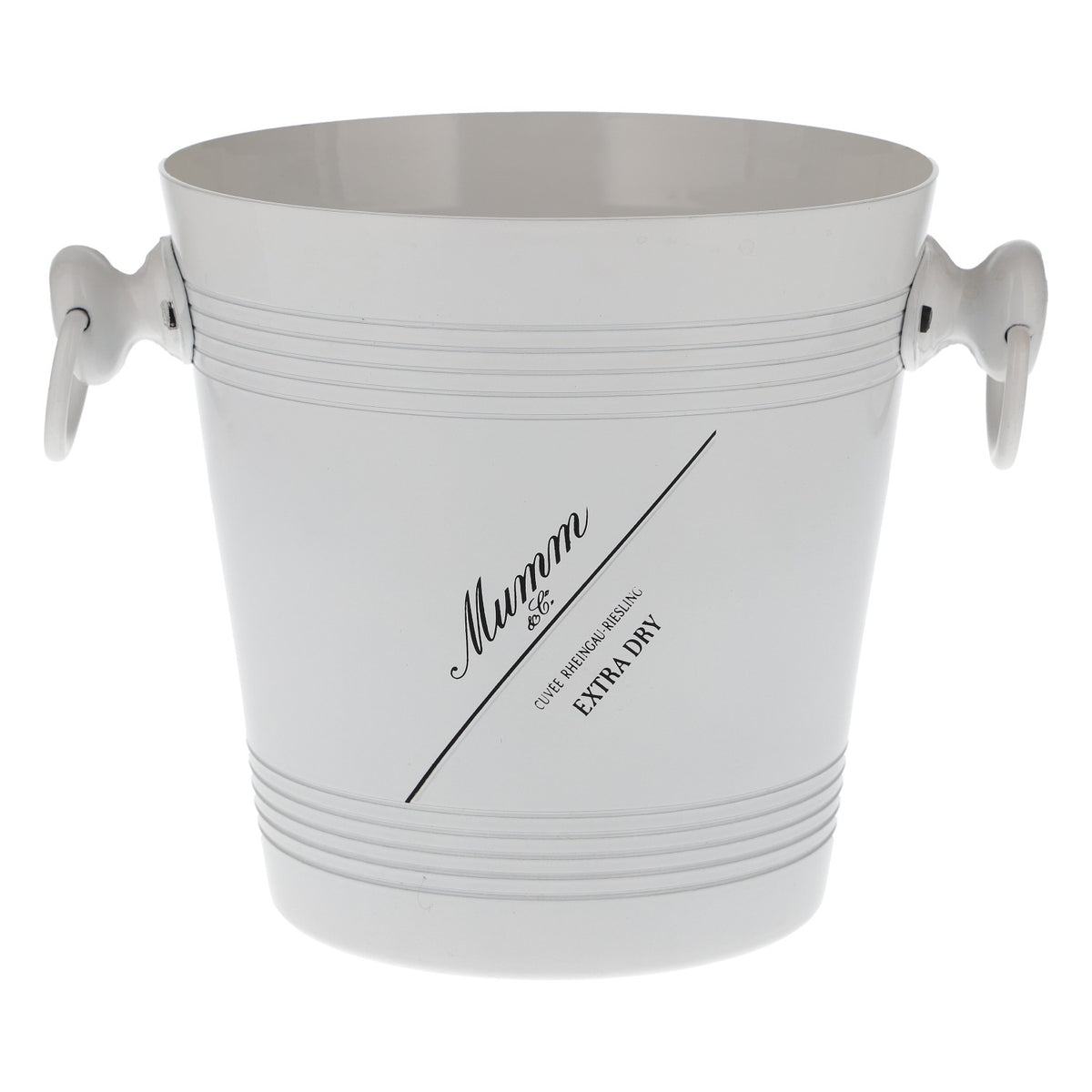 Mumm Champagne Ice Bucket Bottle Cooler Ice Cube Container, White with Metal Handle