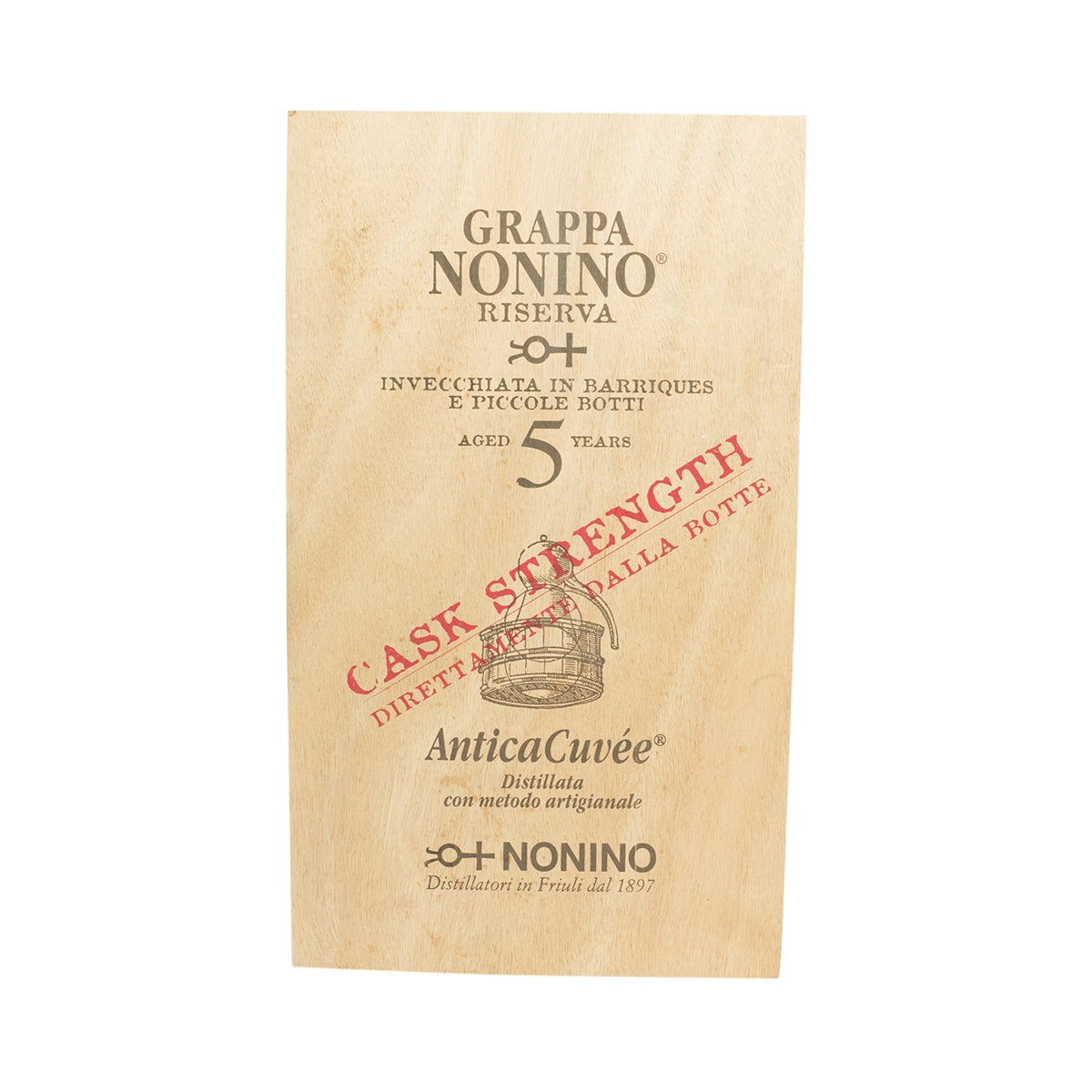 Nonino Grappa Riserva Wooden Box Natural 40x23x24cm Decorative Box Display Case