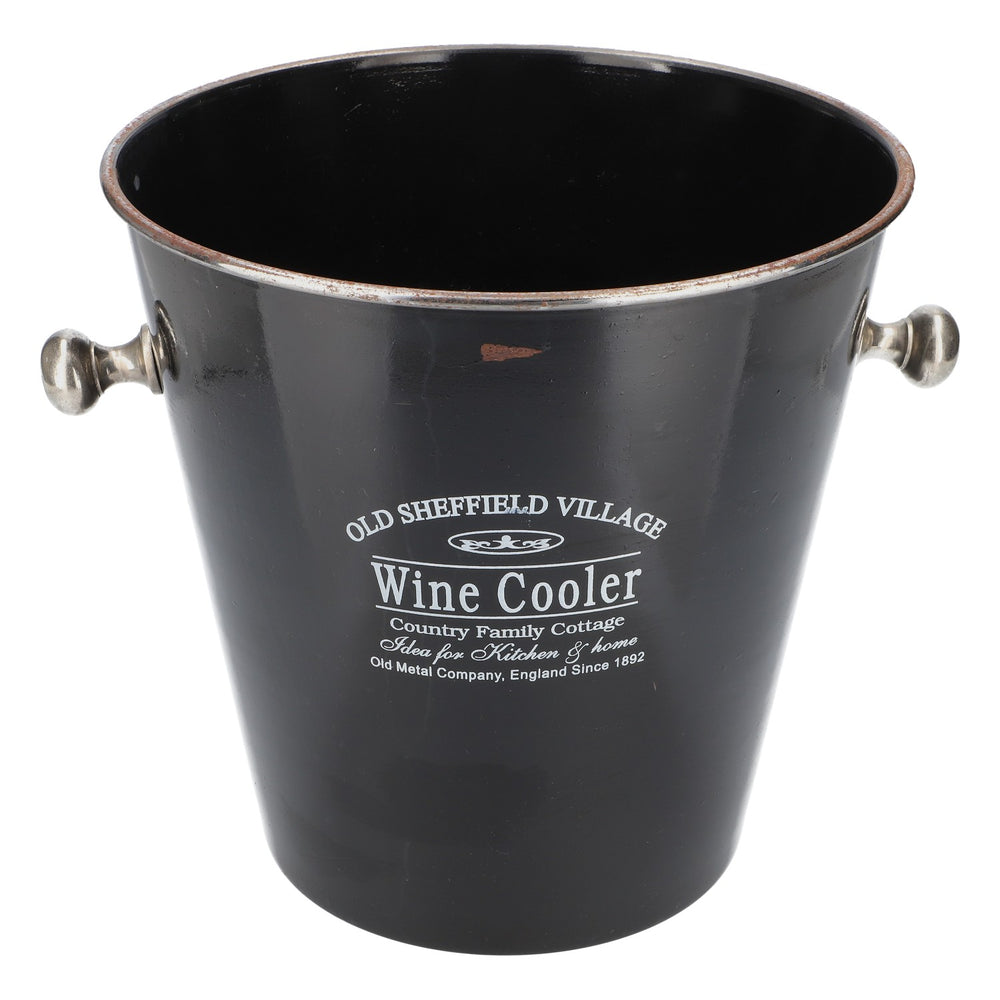 Old Sheffield Vintage Bottle Cooler Wine Cooler Ice Bucket Black with Handle