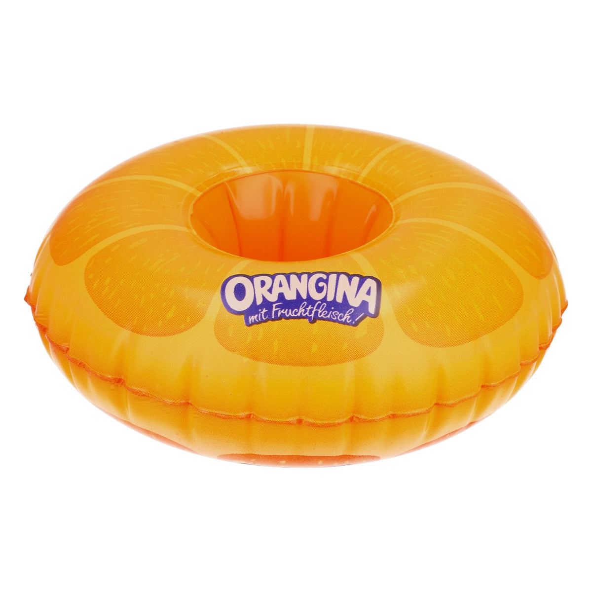 Orangina soft drink shrinking drink holder for pool Orange inflatable