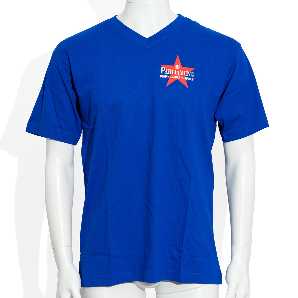 Parliament Vodka Glass, Size M, Blue, V-Neck Cotton T-Shirt