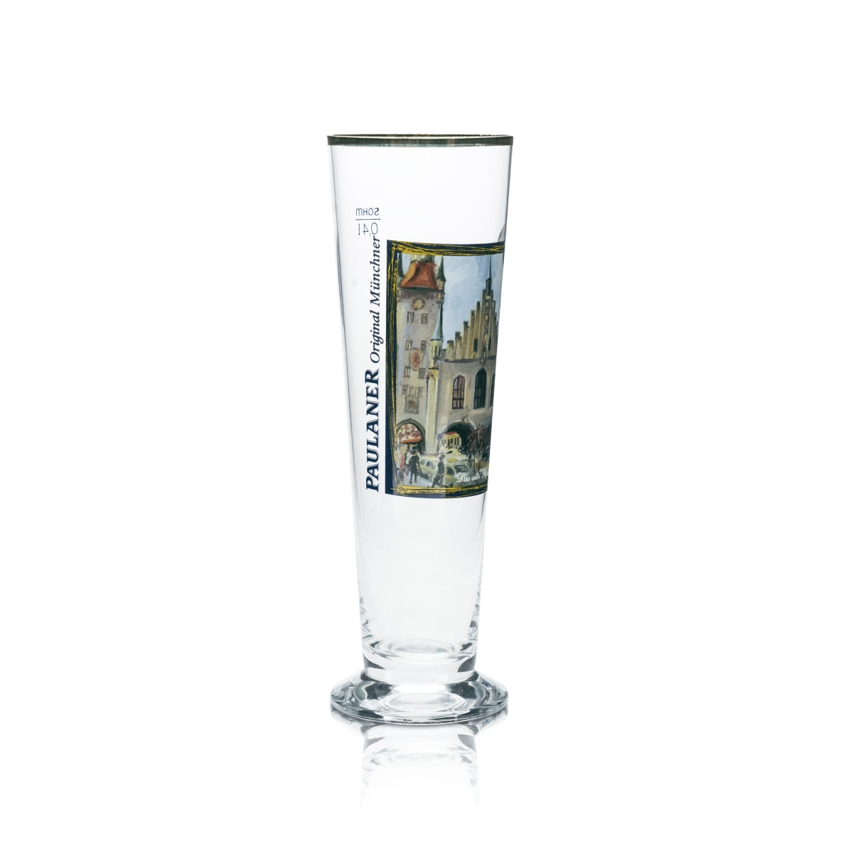 Paulaner beer glass, 0.4 l, tulip shape, gold rim, glasses, catering, brewery, Bavaria