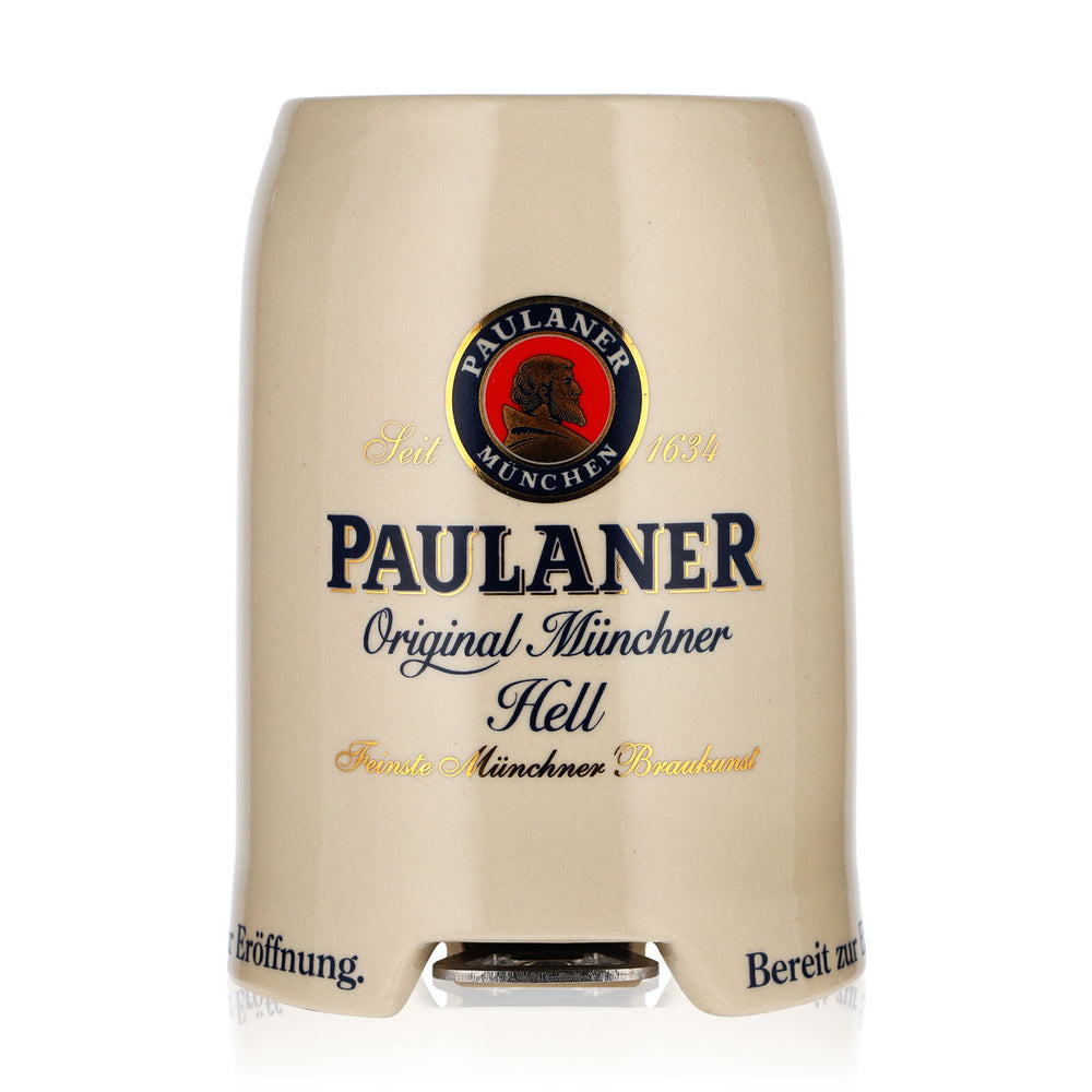 Paulaner Beer Glass, 0.5-liter Clay Mug with Bottle Opener, "Ready to Open" (Clay)